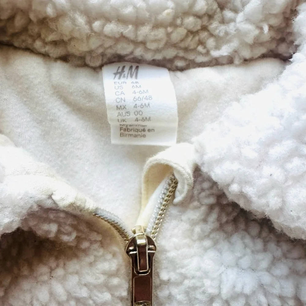 H&M faux shearling teddy jacket in cream color sz 6 months